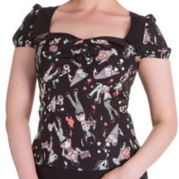 Hell Bunny Tops - Black Zombie Diner Top - Hell Bunny